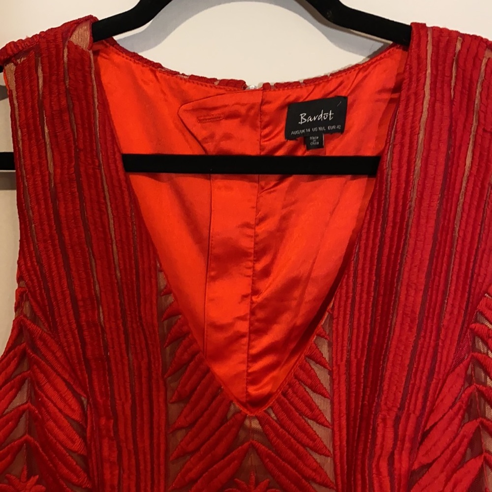 Bardot Nordstrom Red Lace Body Con Dress - Picture 3 of 5